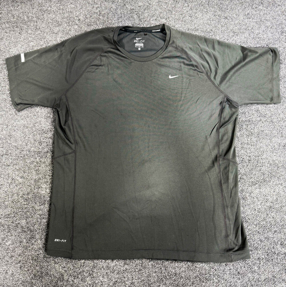 Nike Running Mens XL Dri-FIT Gray Short Sleeve Athletic Performance Shirt
